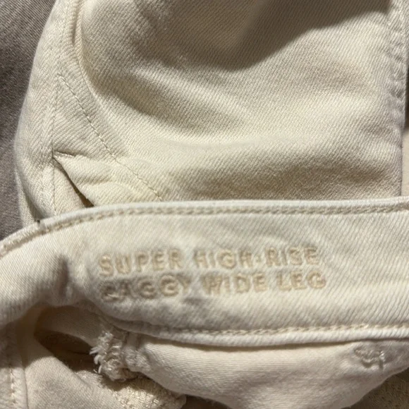 American Eagle AE Dreamy Drape Super High Rise Baggy Wide Leg Pant Stretch Cream - Picture 10 of 10